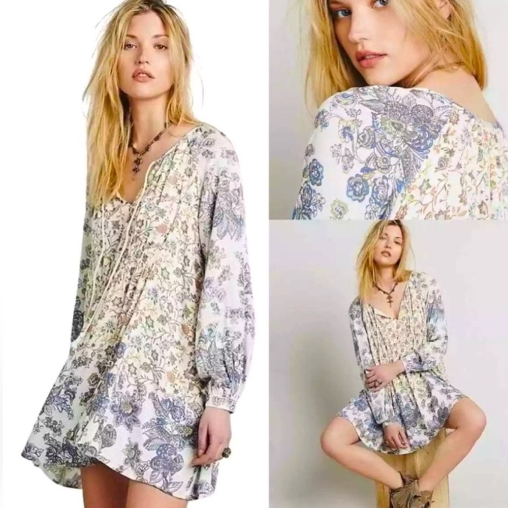 Free People Lucky Loosey in Honeysuckle Dress Size Small Boho Peasant Prairie